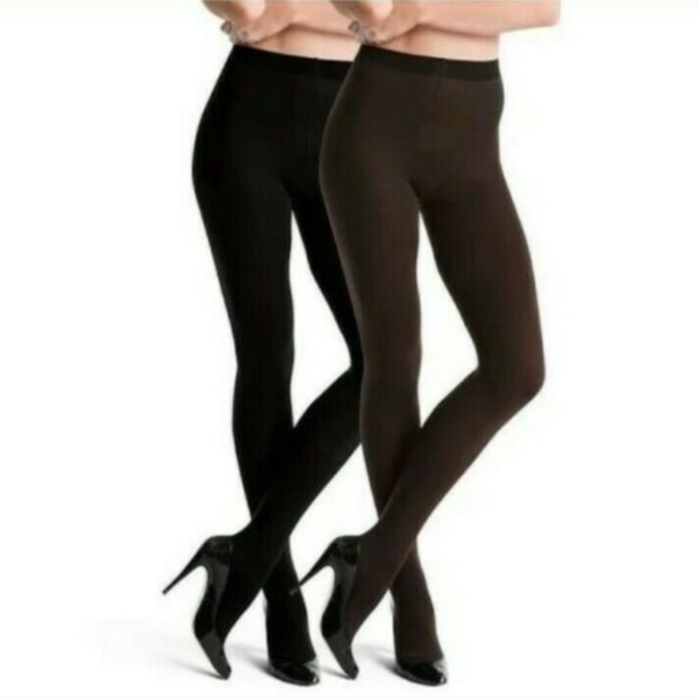 Set of solid brown & black tights